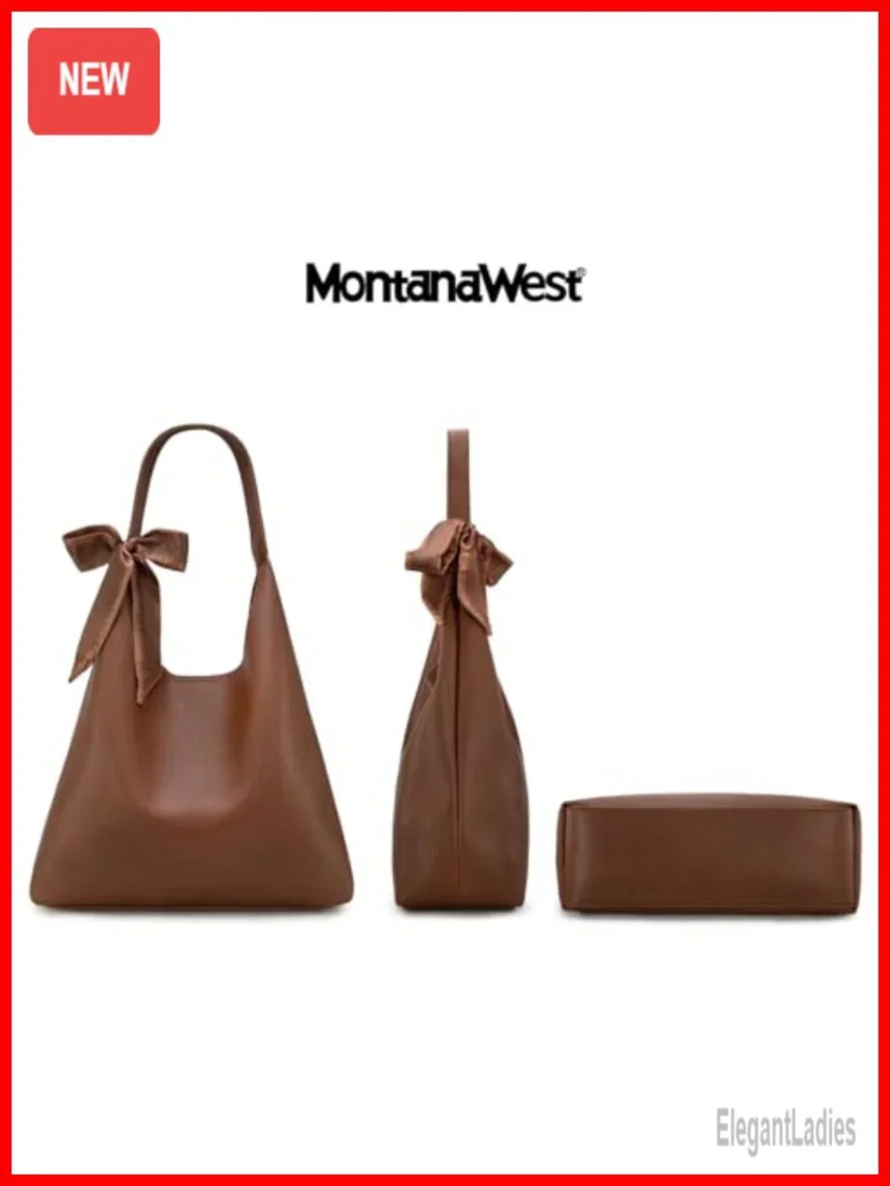 Slouchy Hobo Bag with Scarf - Faux Leather Shoulder Purse